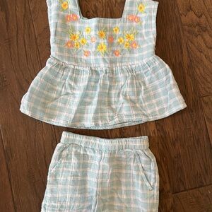 Cat & Jack Light Blue Plaid Top & Shorts